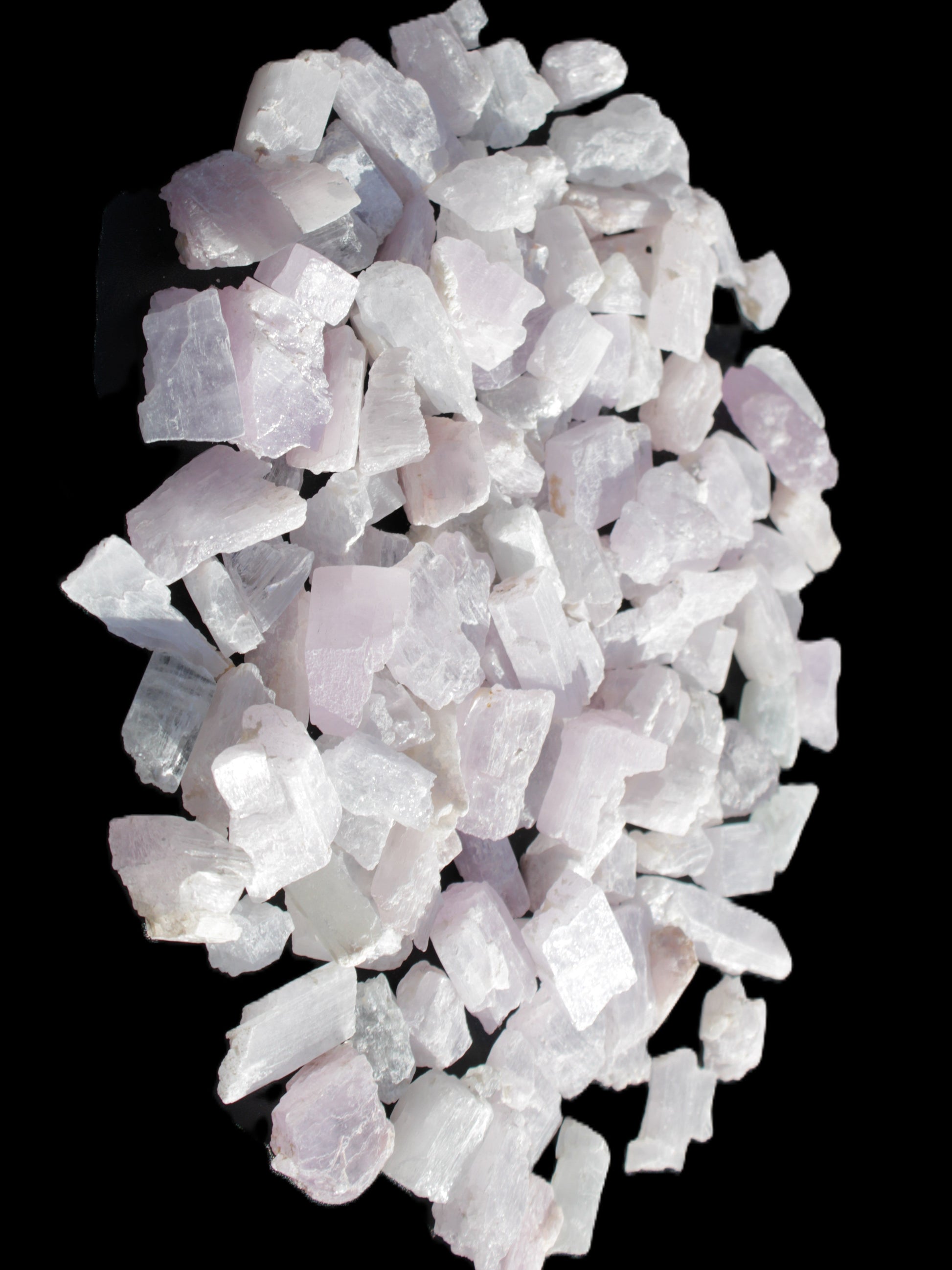 Pink/Lilac Kunzite 130+ crystals from Afghanistan 10-20mm 500g Wholesale Rocks and Things Store
