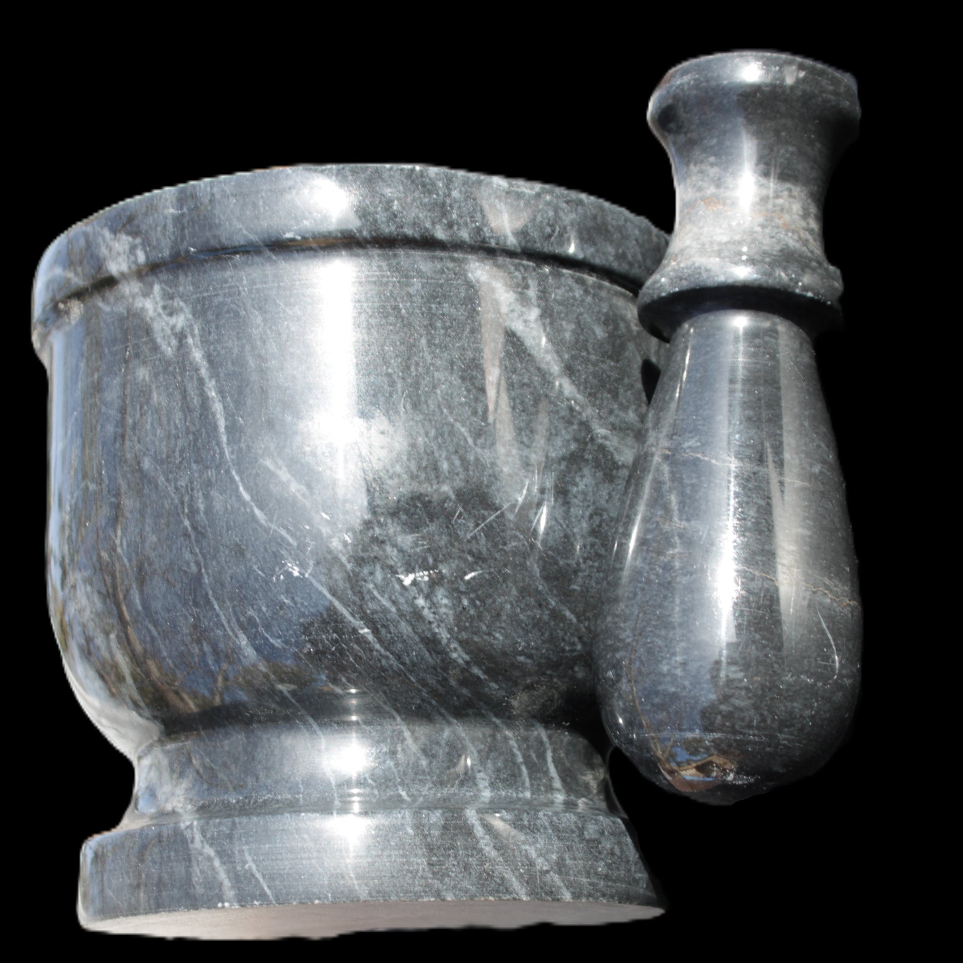 Black Marble 124*120mm  mortar and pestle 1855g Rocks and Things Store