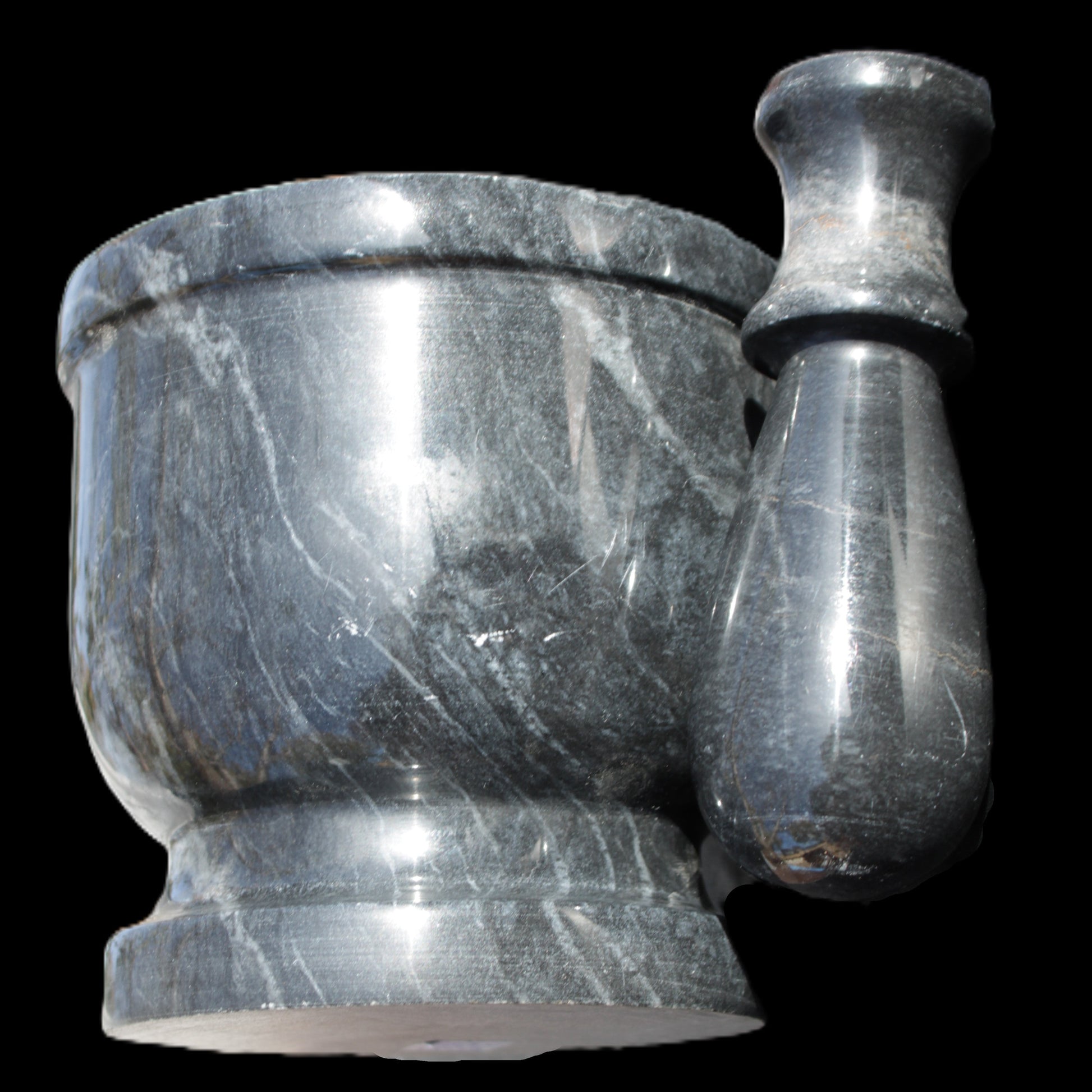 Black Marble 124*120mm  mortar and pestle 1855g Rocks and Things Store