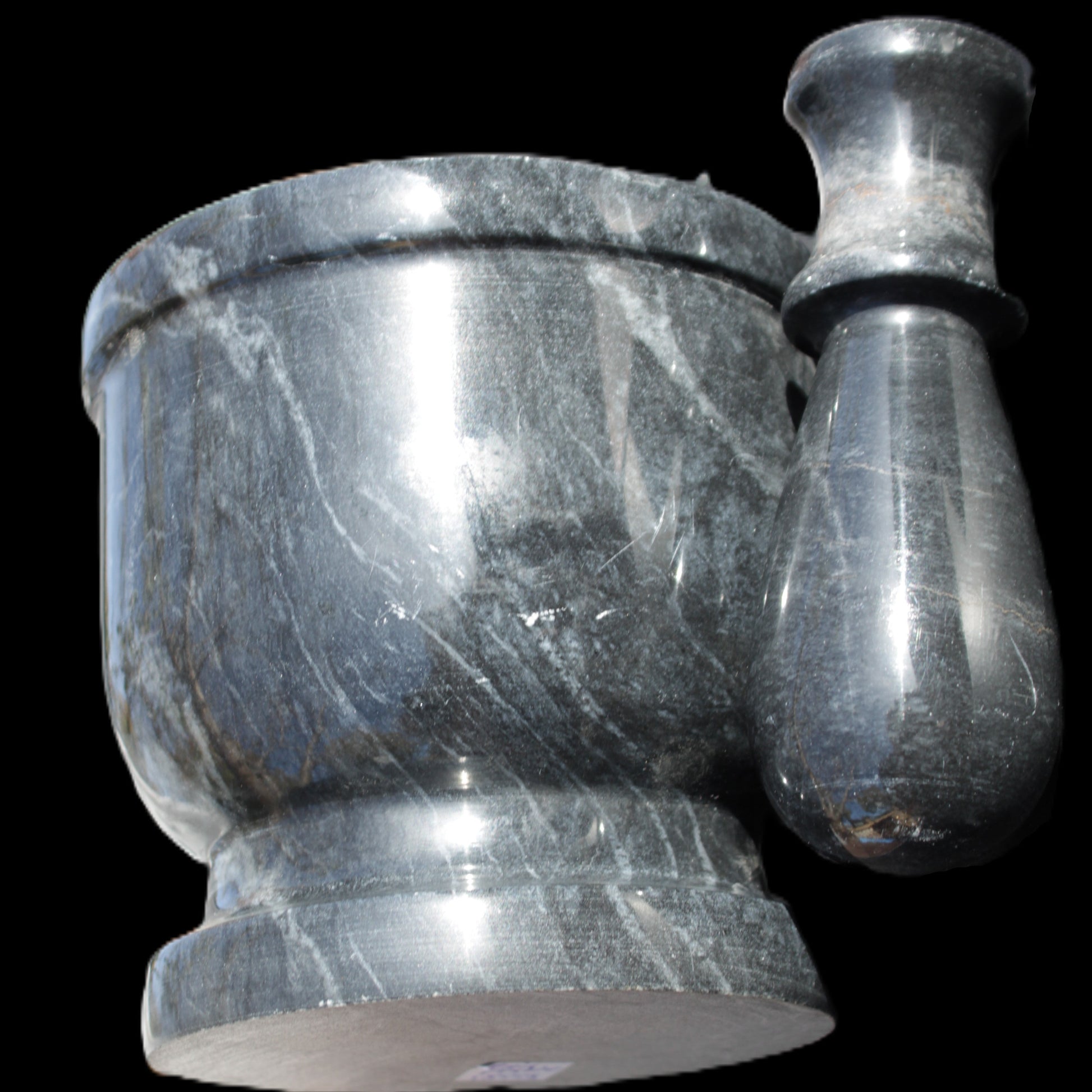 Black Marble 124*120mm  mortar and pestle 1855g Rocks and Things Store