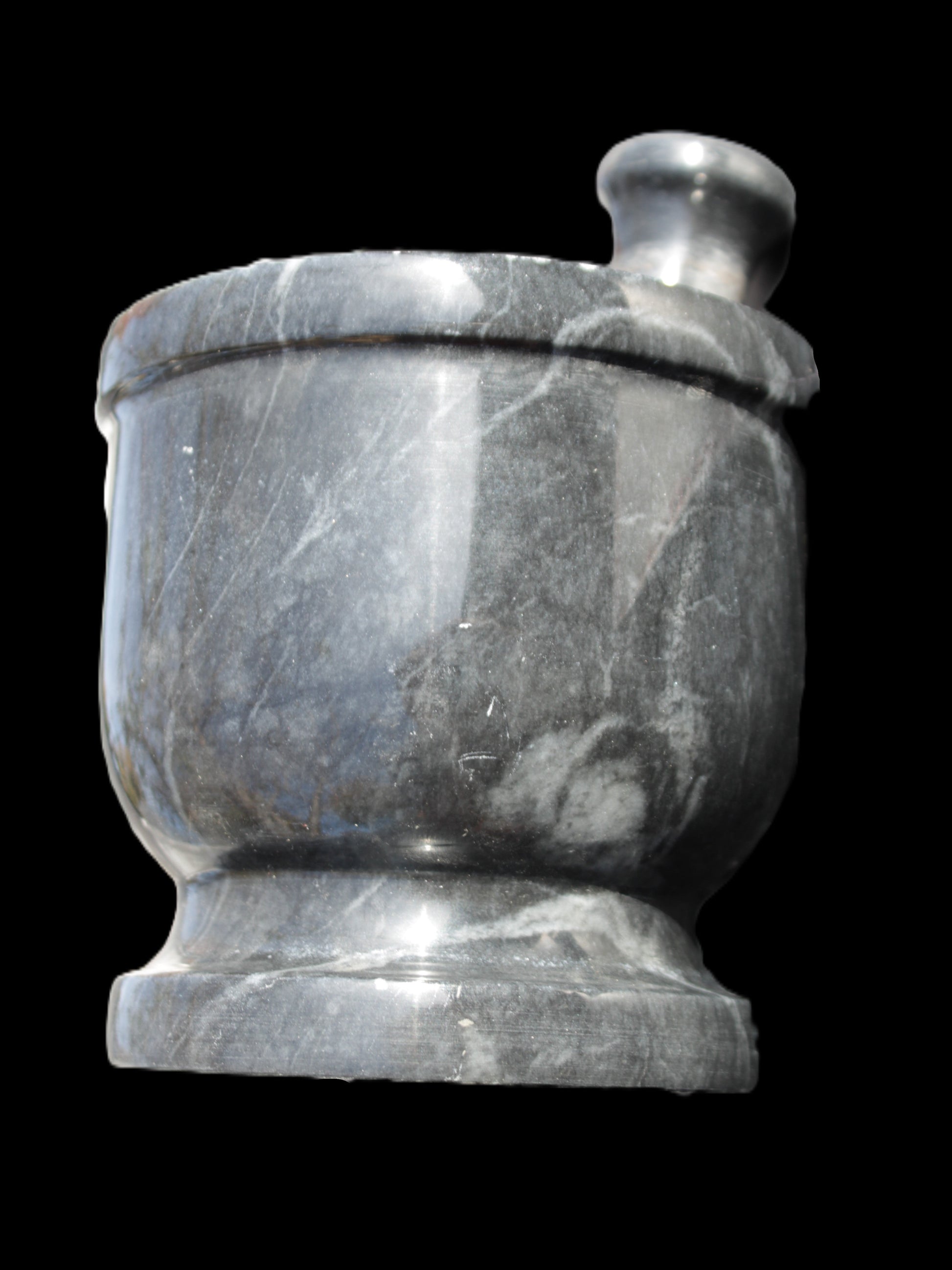Black Marble 124*120mm  mortar and pestle 1855g Rocks and Things Store