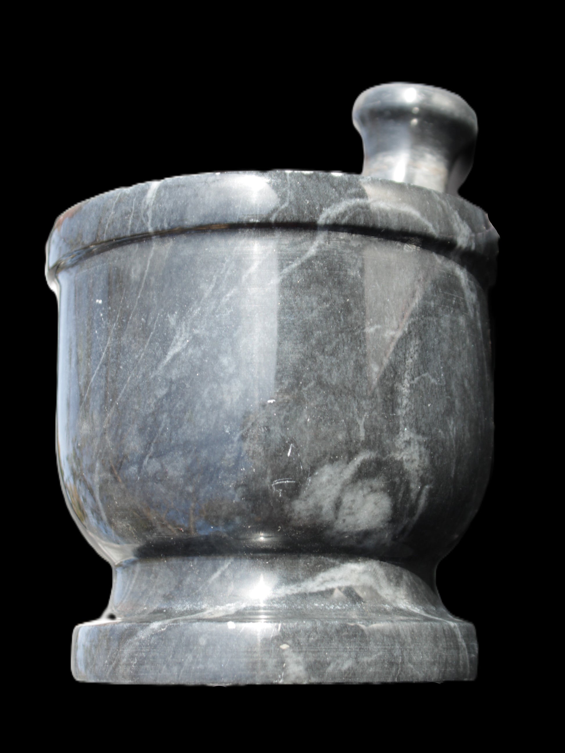 Black Marble 124*120mm  mortar and pestle 1855g Rocks and Things Store