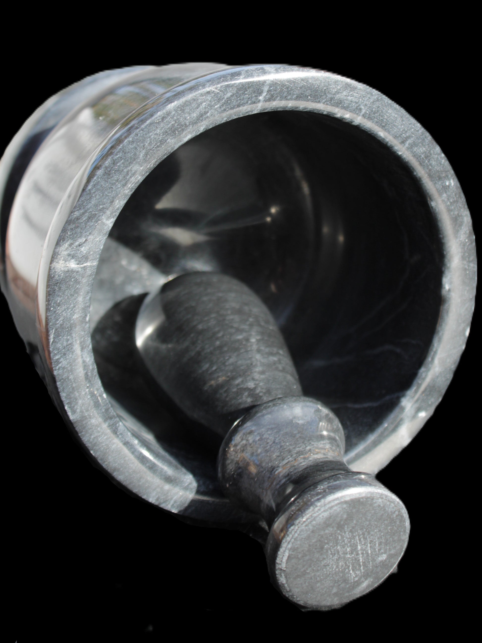 Black Marble 124*120mm  mortar and pestle 1855g Rocks and Things Store