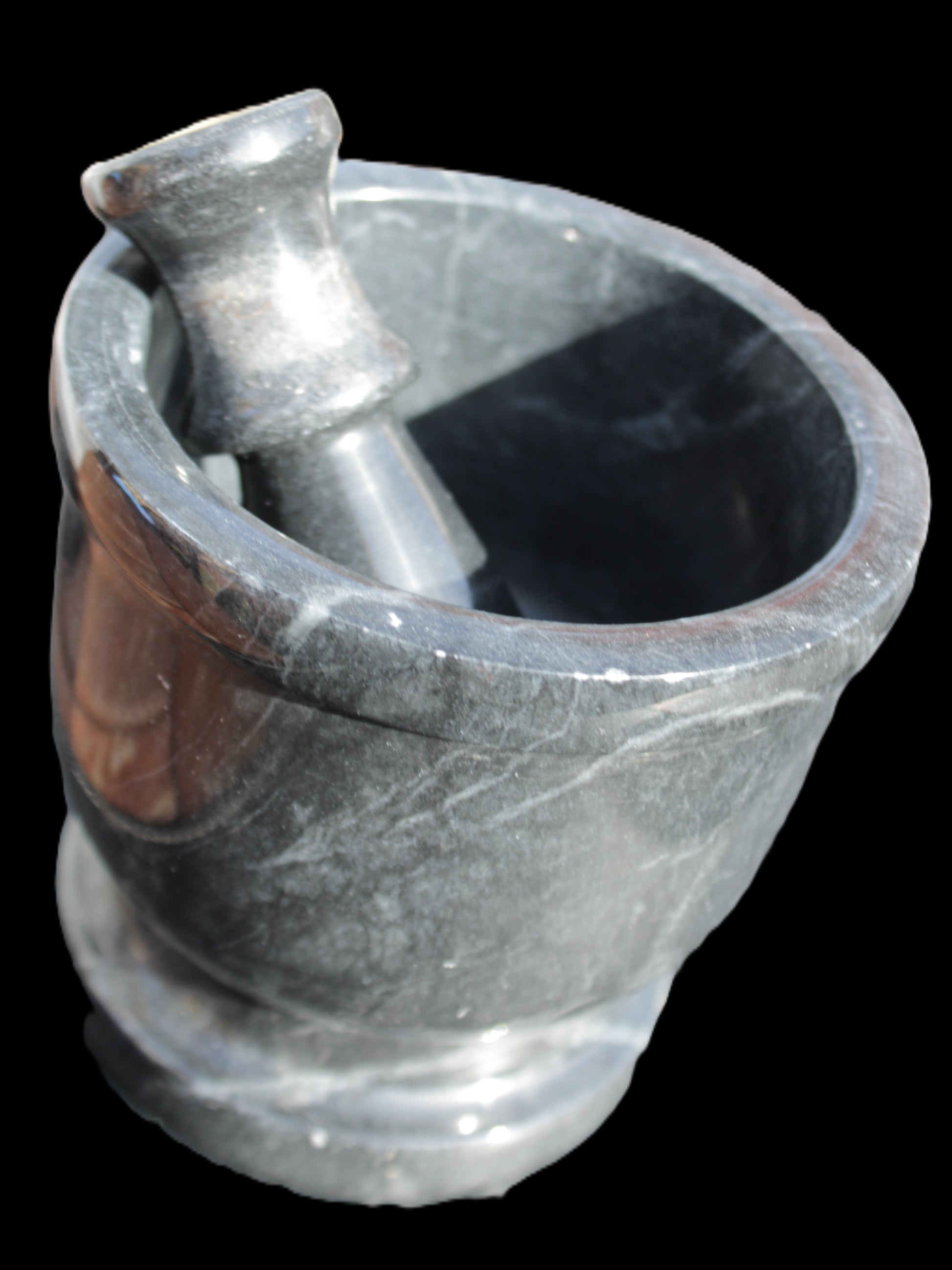 Black Marble 124*120mm  mortar and pestle 1855g Rocks and Things Store