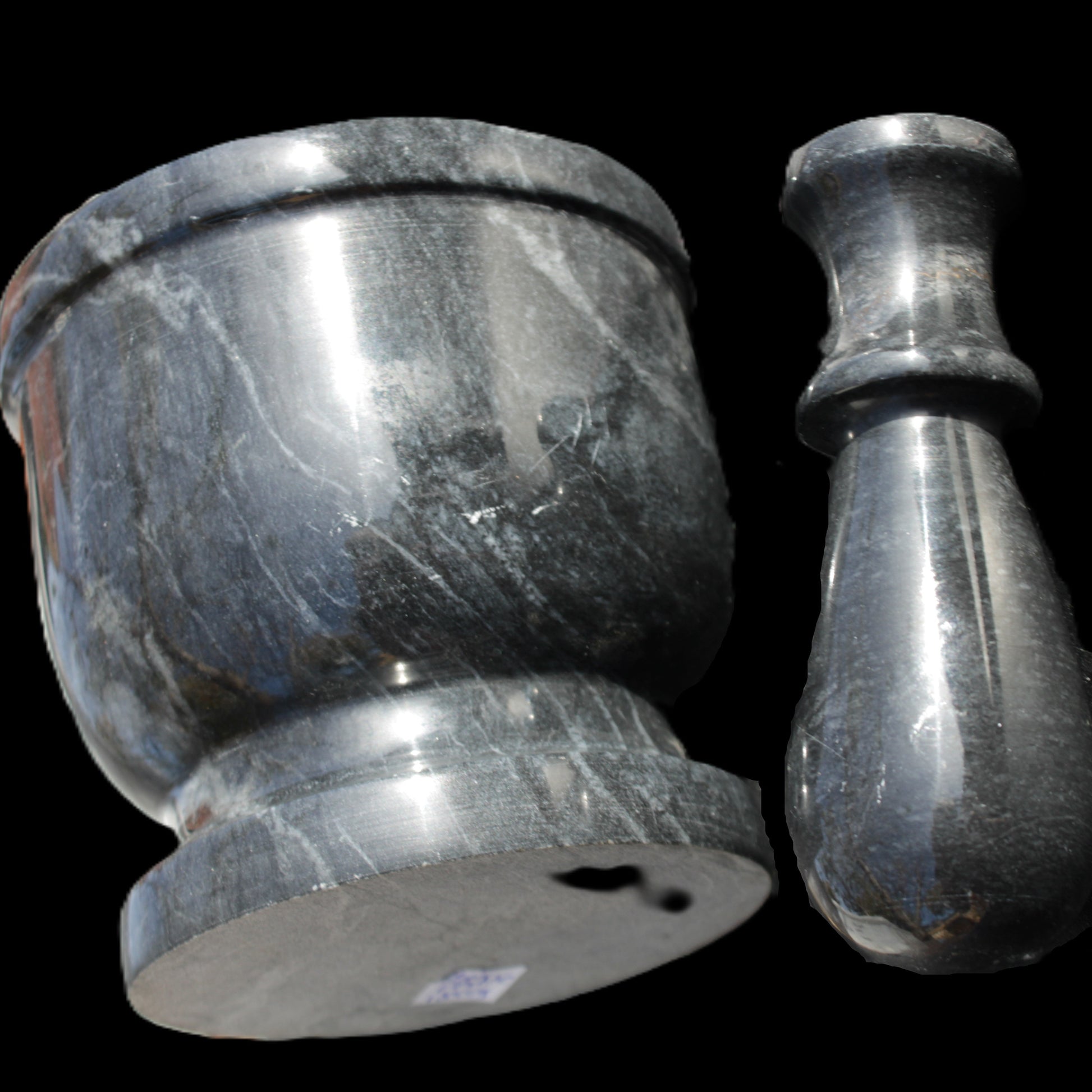 Black Marble 124*120mm  mortar and pestle 1855g Rocks and Things Store