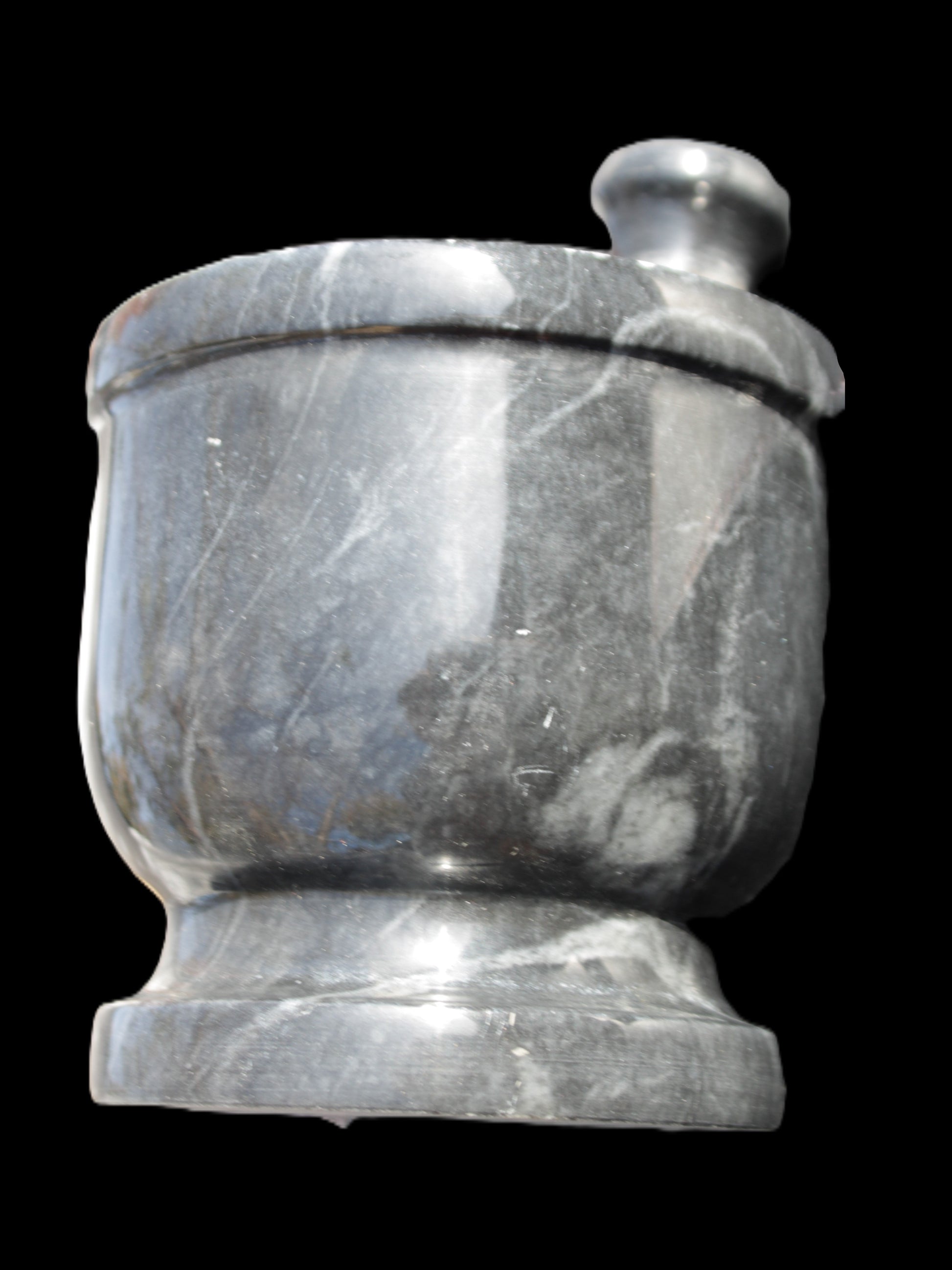 Black Marble 124*120mm  mortar and pestle 1855g Rocks and Things Store