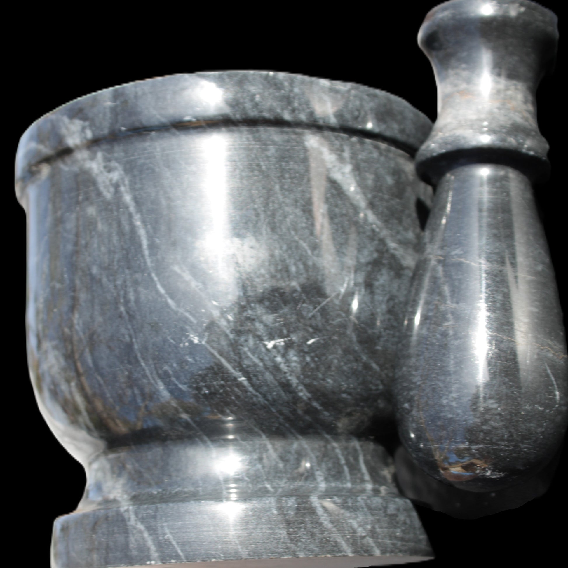 Black Marble 124*120mm  mortar and pestle 1855g Rocks and Things Store