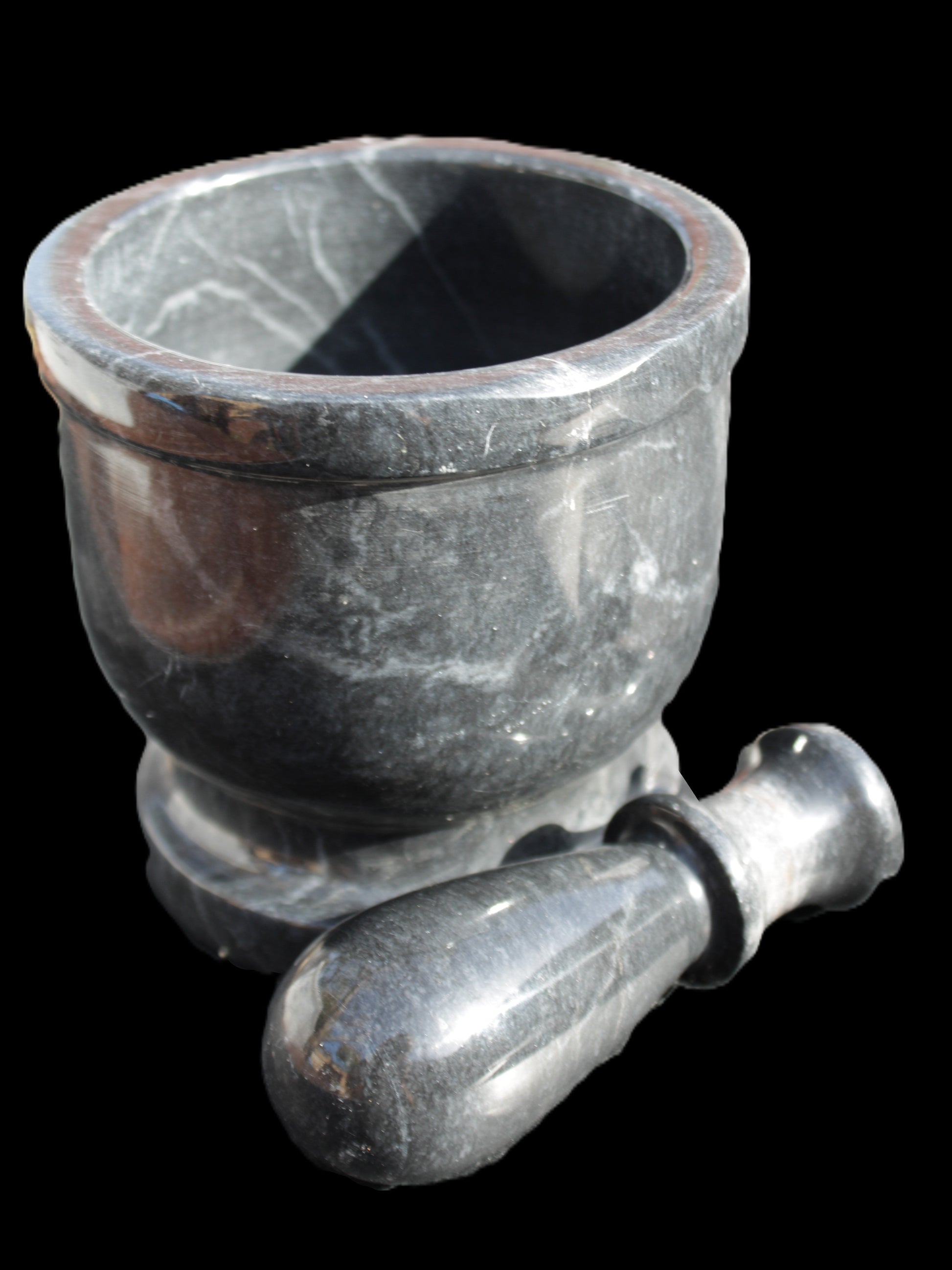 Black Marble 124*120mm  mortar and pestle 1855g Rocks and Things Store