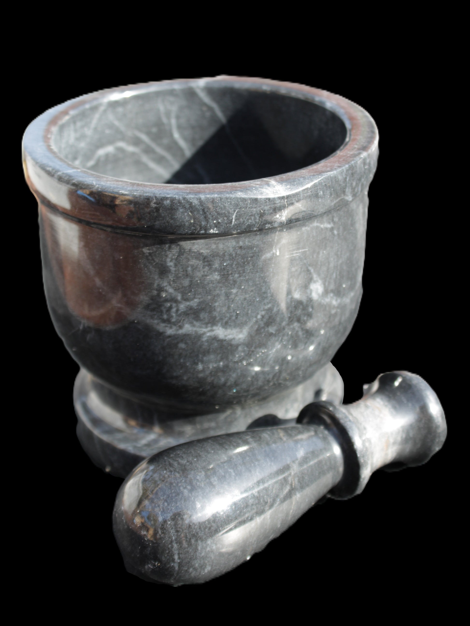 Black Marble 124*120mm  mortar and pestle 1855g Rocks and Things Store