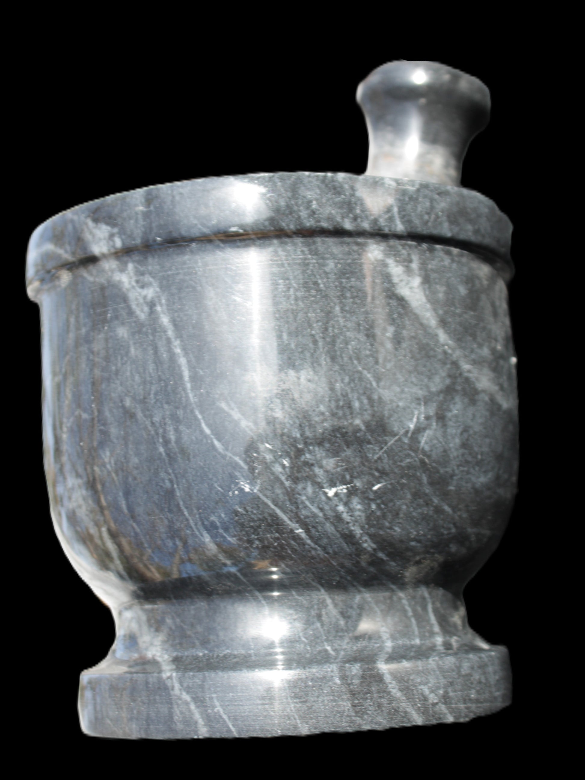 Black Marble 124*120mm  mortar and pestle 1855g Rocks and Things Store