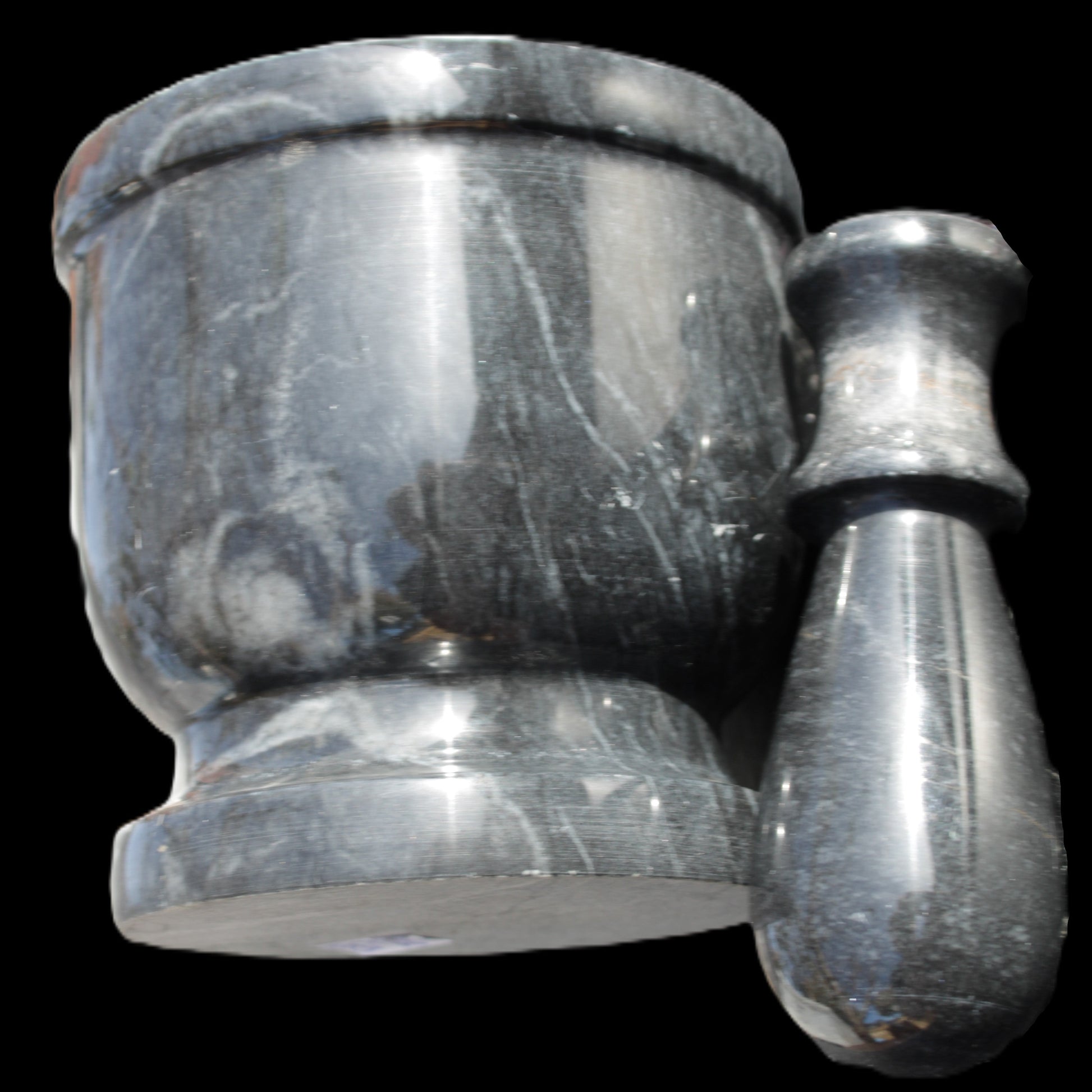 Black Marble 124*120mm  mortar and pestle 1855g Rocks and Things Store