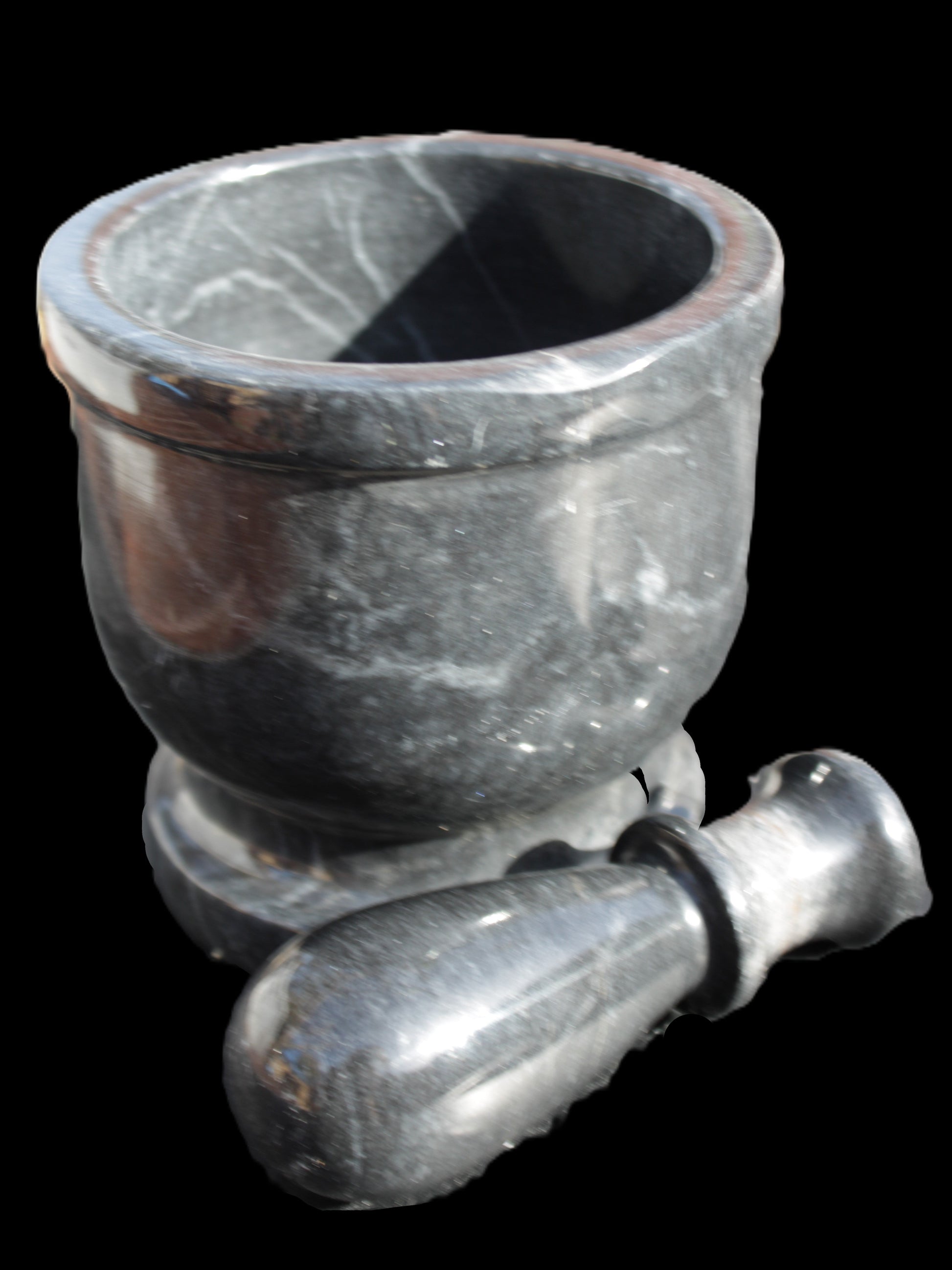 Black Marble 124*120mm  mortar and pestle 1855g Rocks and Things Store