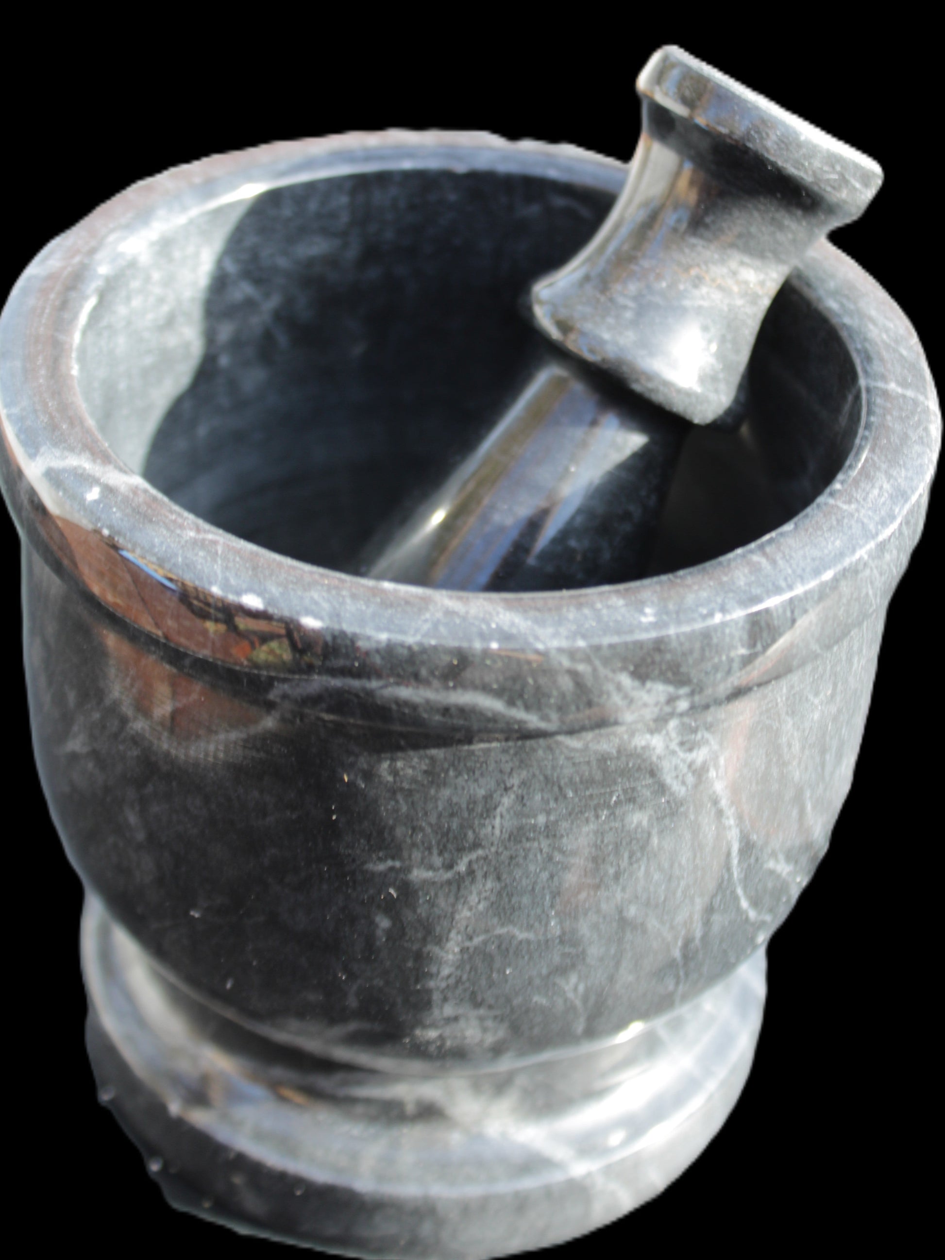 Black Marble 124*120mm  mortar and pestle 1855g Rocks and Things Store