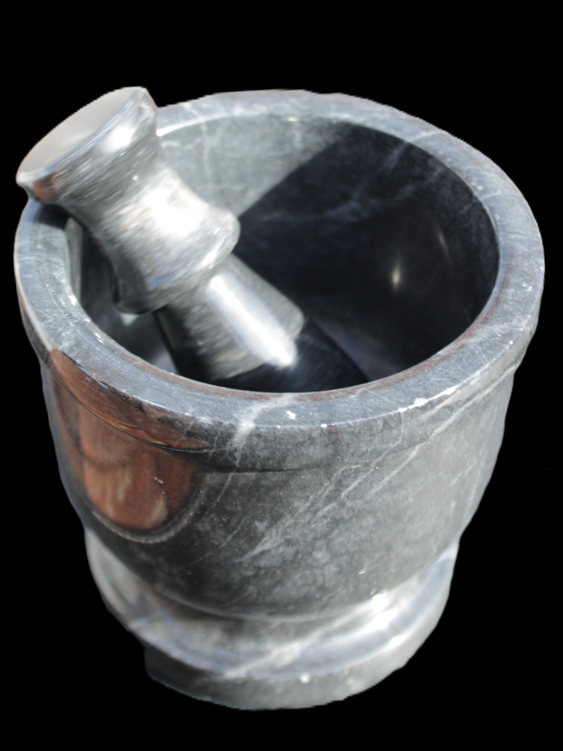 Black Marble 124*120mm  mortar and pestle 1855g Rocks and Things Store