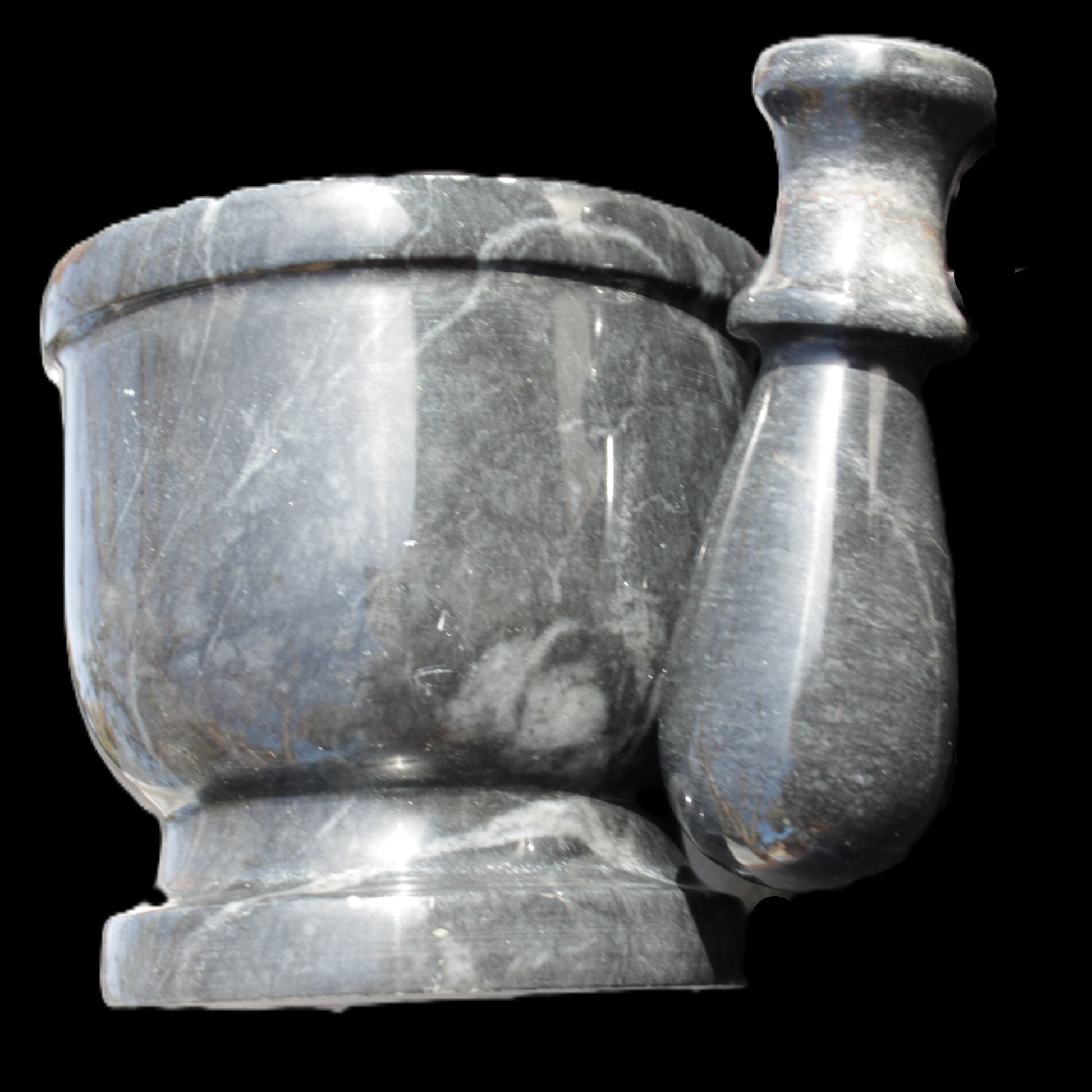 Black Marble 124*120mm  mortar and pestle 1855g Rocks and Things Store