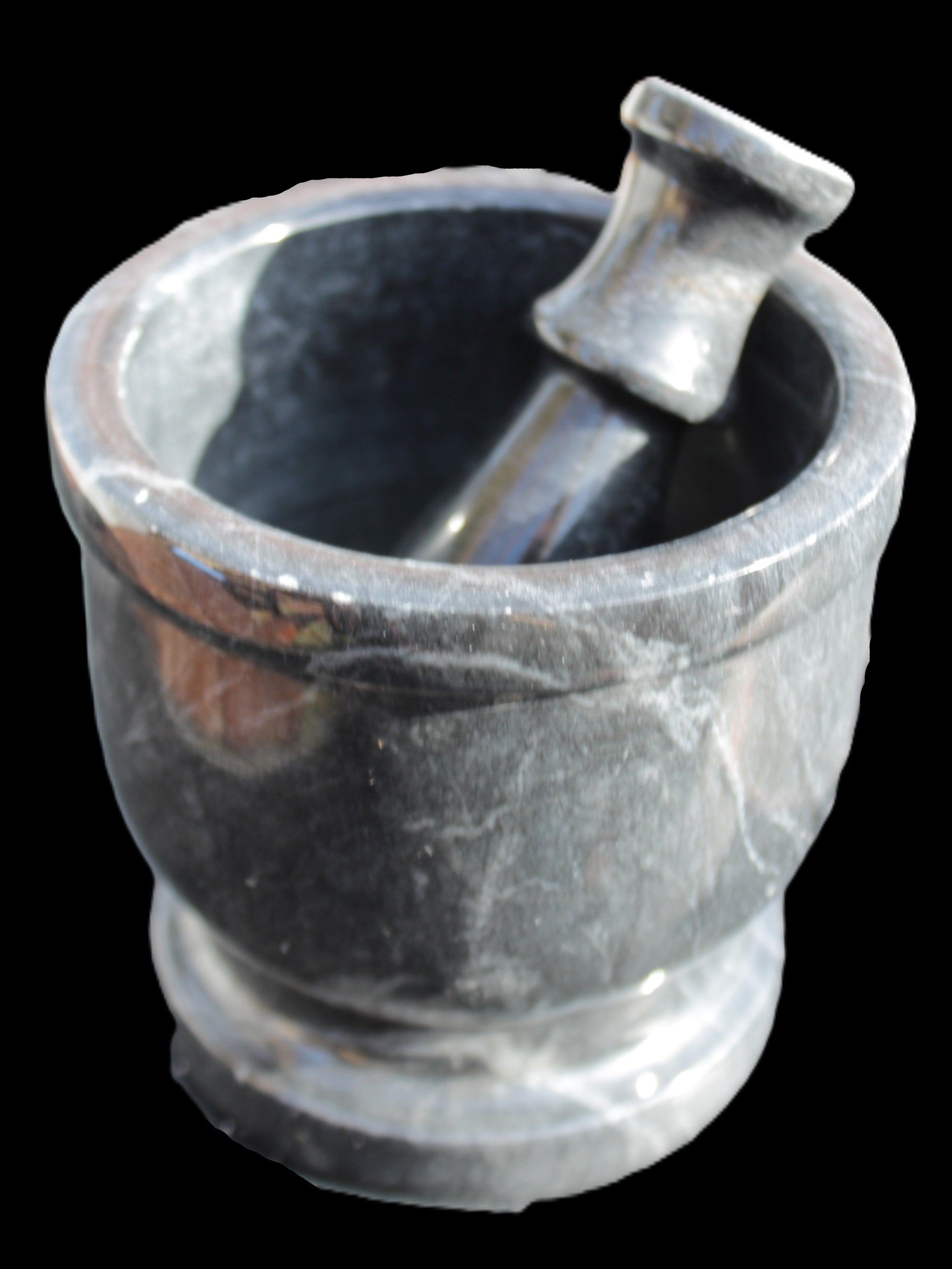 Black Marble 124*120mm  mortar and pestle 1855g Rocks and Things Store