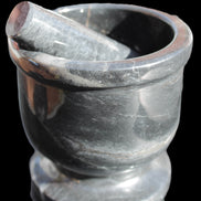 Black Marble mortar & pestle 94*95mm 1011g Rocks and Things Store