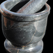 Black Marble mortar & pestle 94*95mm 1011g Rocks and Things Store