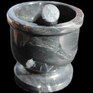 Black Marble mortar & pestle 94*95mm 1011g Rocks and Things Store