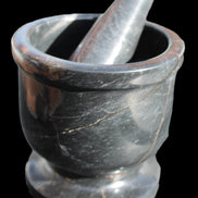 Black Marble mortar & pestle 94*95mm 1011g Rocks and Things Store