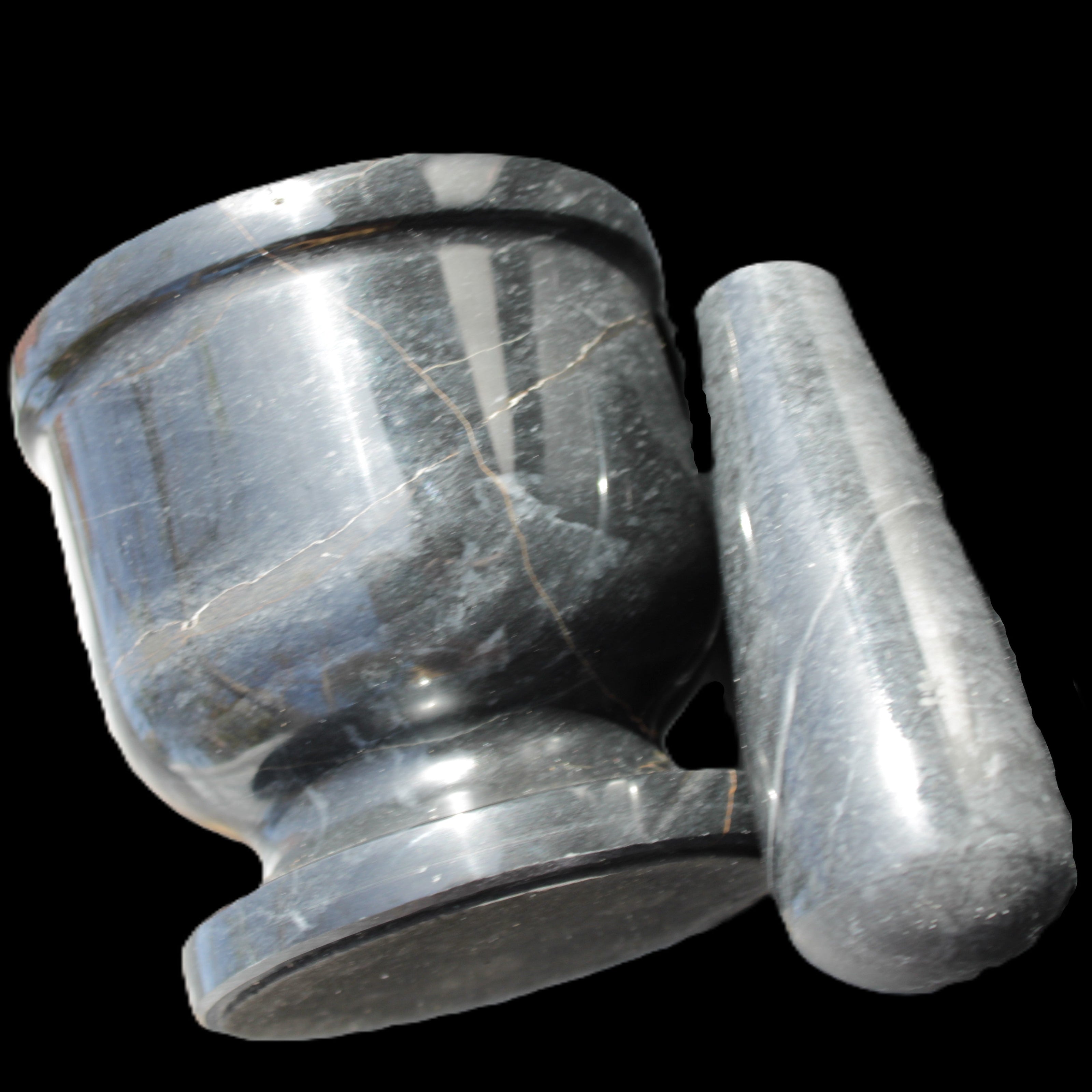Black Marble mortar & pestle 94*95mm 1011g Rocks and Things Store