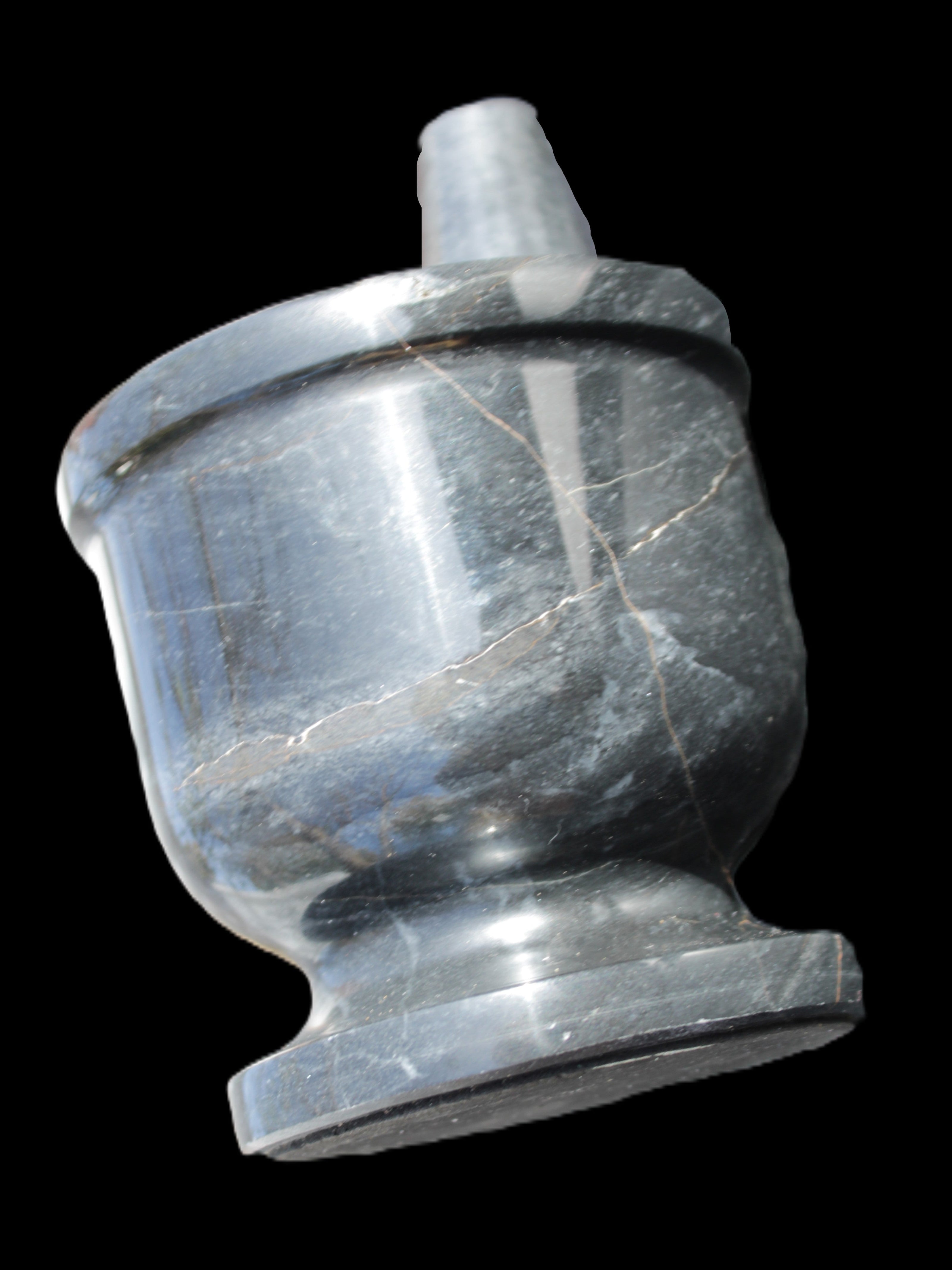 Black Marble mortar & pestle 94*95mm 1011g Rocks and Things Store