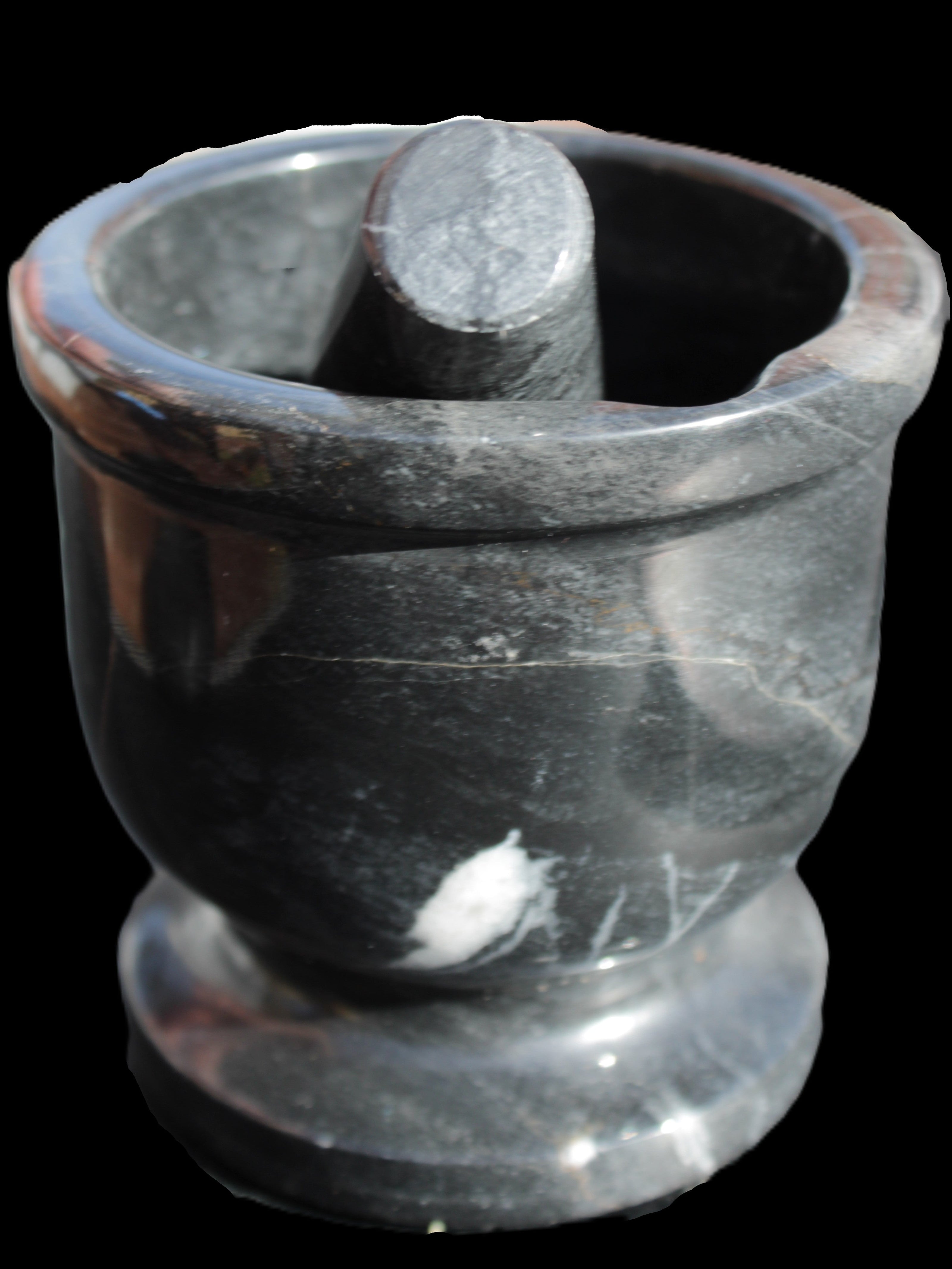 Black Marble mortar & pestle 94*95mm 1011g Rocks and Things Store