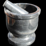 Black Marble mortar & pestle 94*95mm 1011g Rocks and Things Store