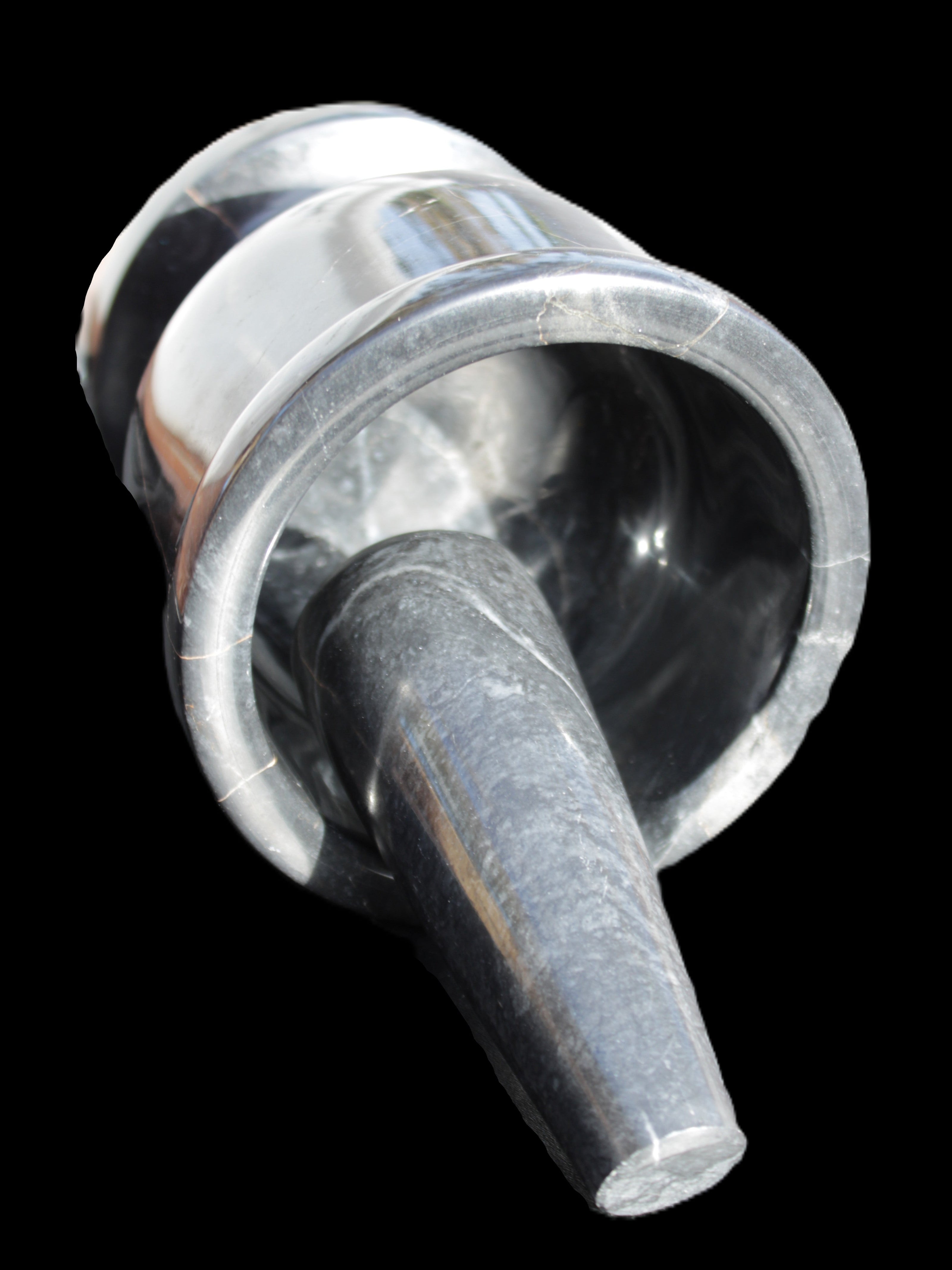 Black Marble mortar & pestle 94*95mm 1011g Rocks and Things Store