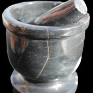 Black Marble mortar & pestle 94*95mm 1011g Rocks and Things Store
