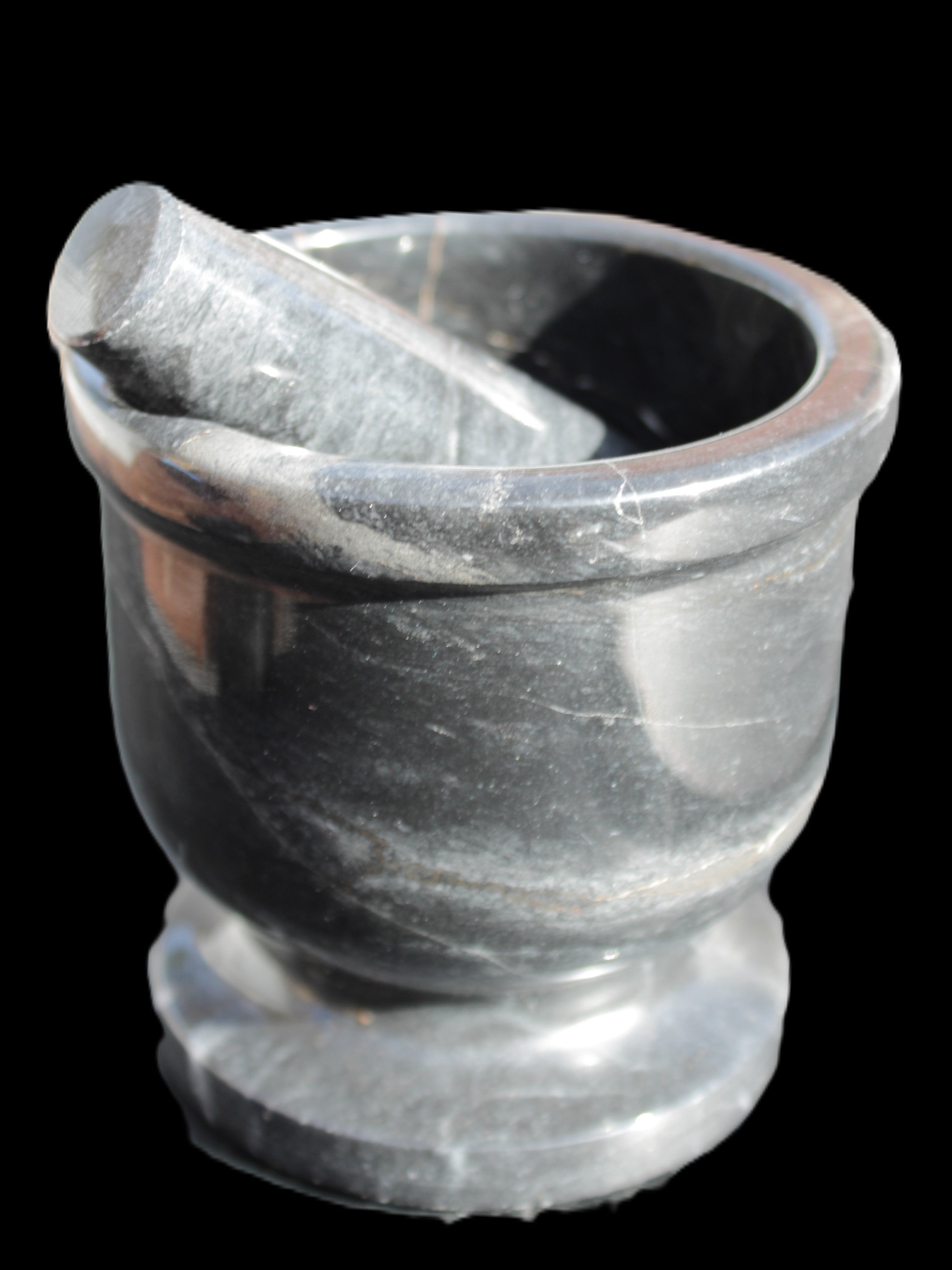 Black Marble mortar & pestle 94*95mm 1011g Rocks and Things Store