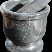 Black Marble mortar & pestle 94*95mm 1011g Rocks and Things Store