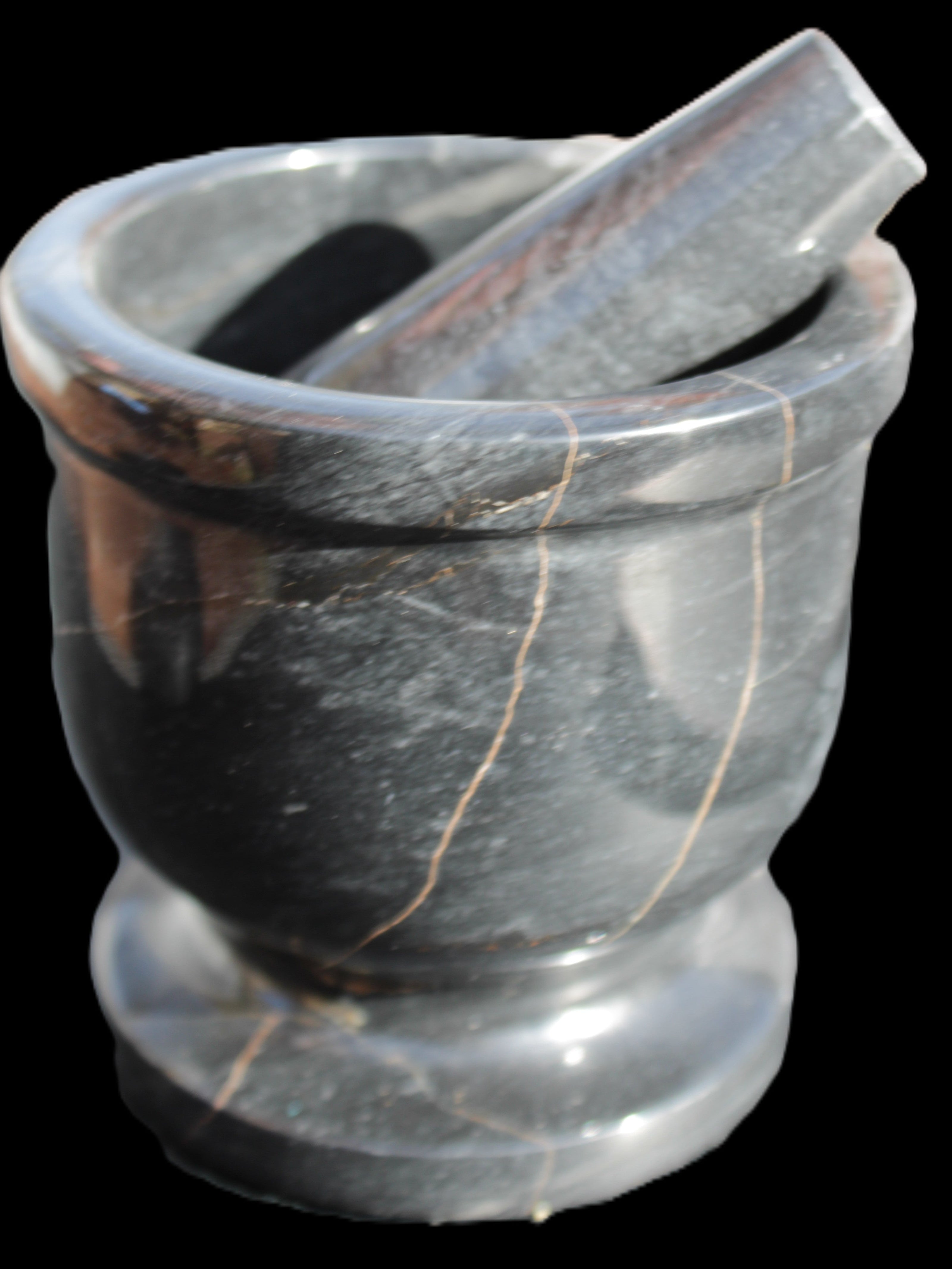 Black Marble mortar & pestle 94*95mm 1011g Rocks and Things Store