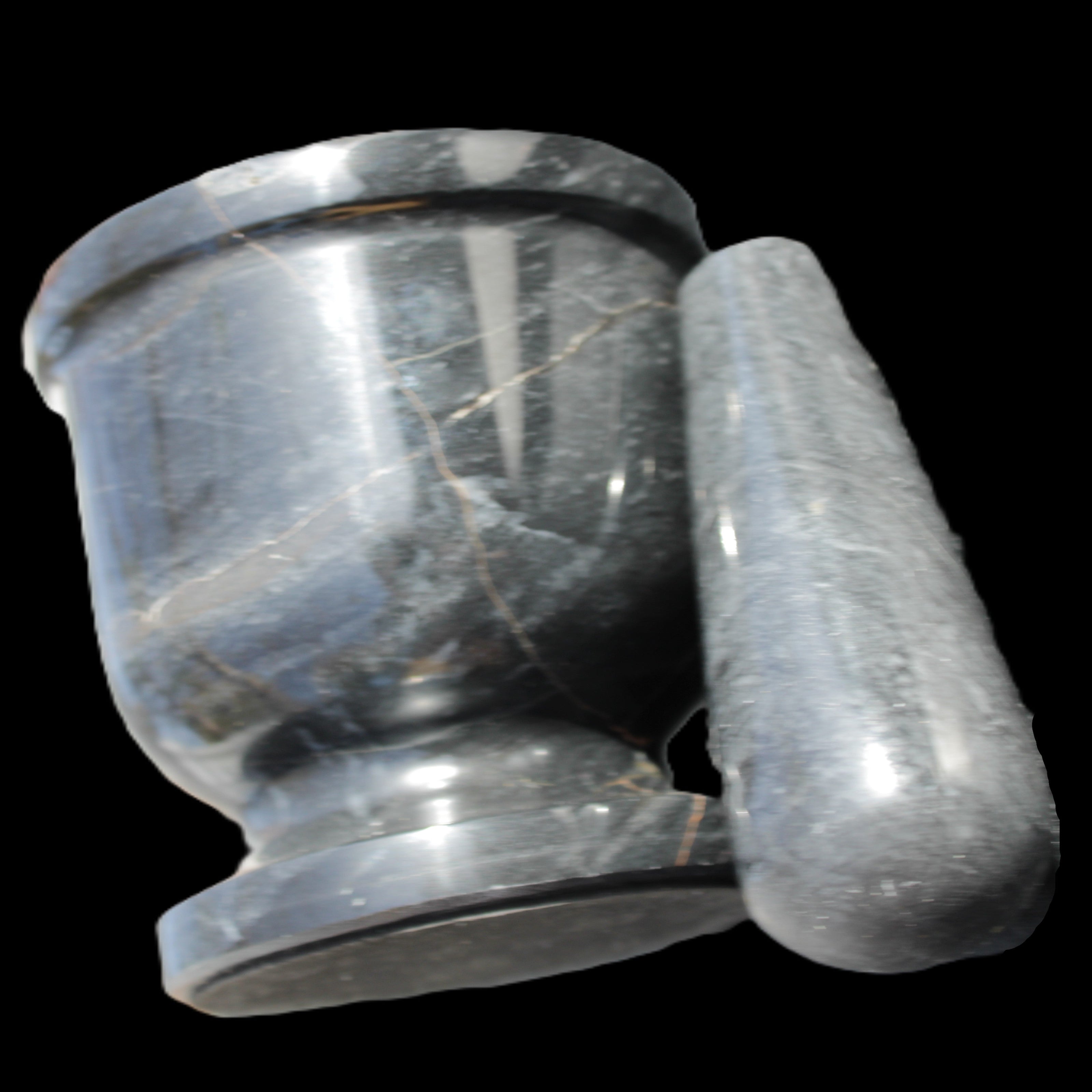 Black Marble mortar & pestle 94*95mm 1011g Rocks and Things Store