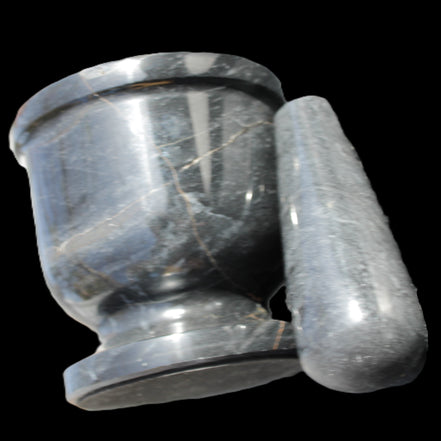 Black Marble mortar & pestle 94*95mm 1011g Rocks and Things Store