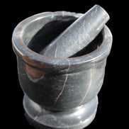 Black Marble mortar & pestle 94*95mm 1011g Rocks and Things Store