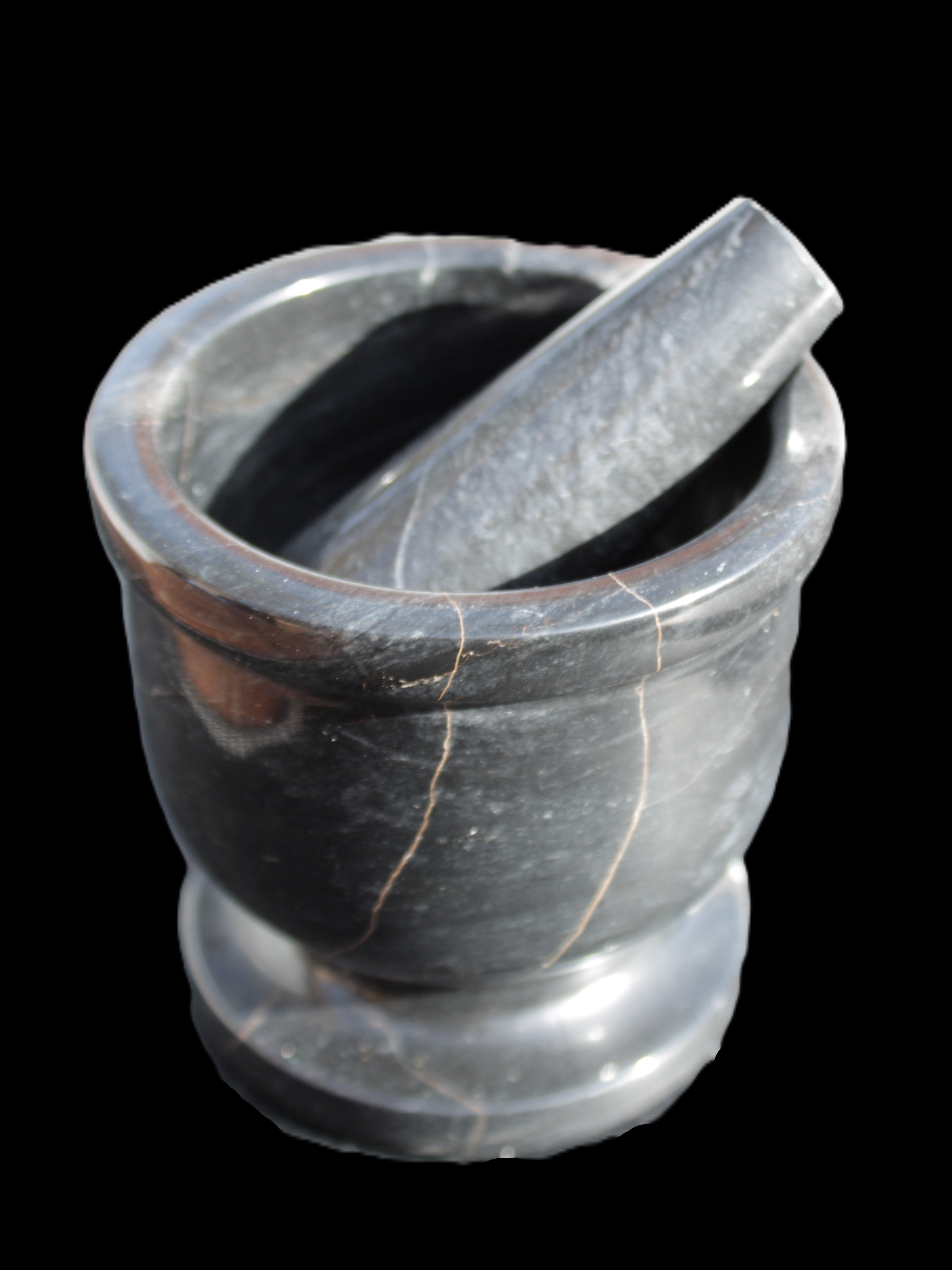 Black Marble mortar & pestle 94*95mm 1011g Rocks and Things Store