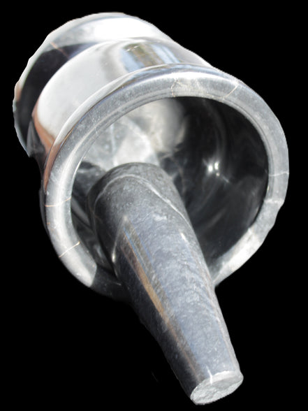 Black Marble mortar & pestle 94*95mm 1011g Rocks and Things Store