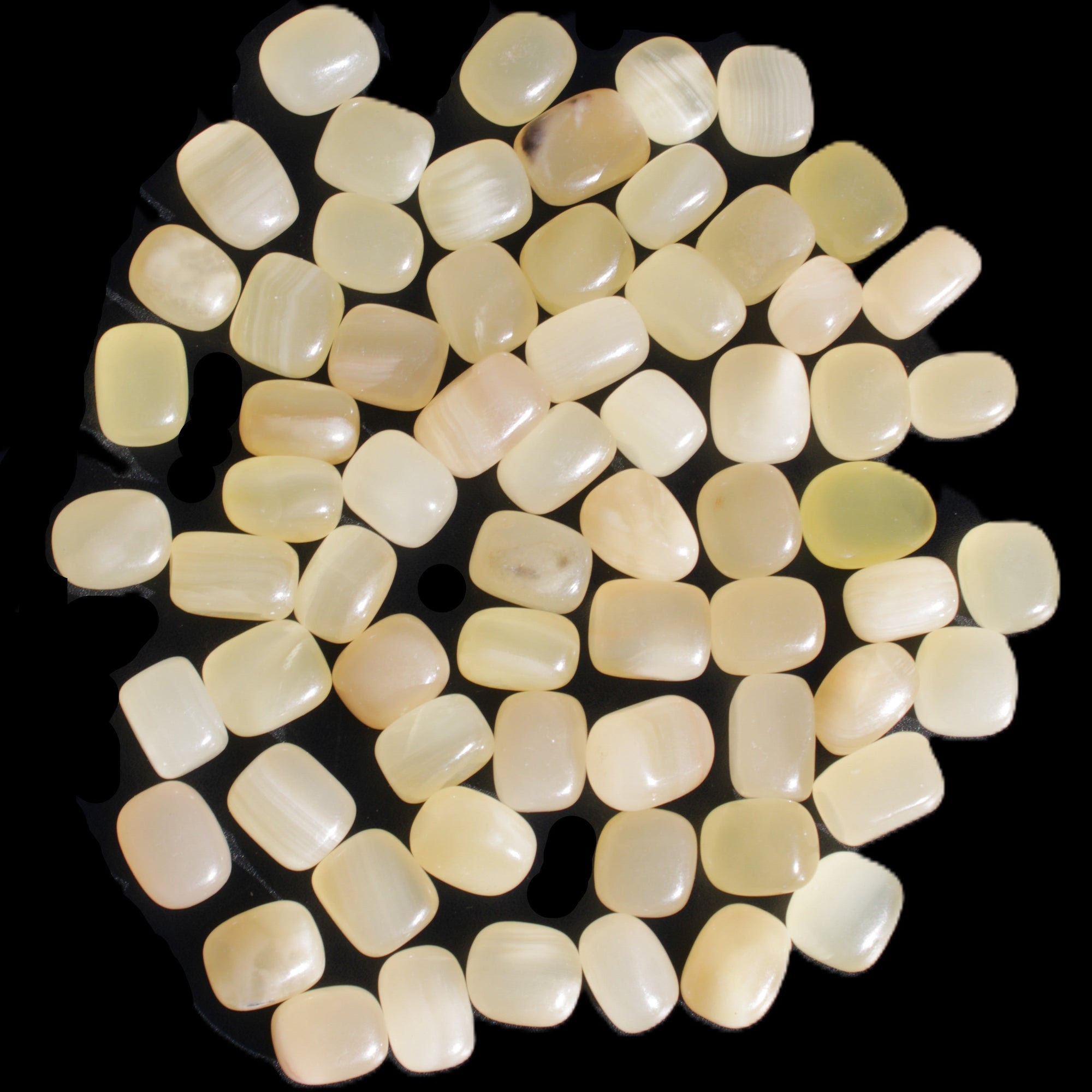 Lemon Calcite 66 tumbled stones 12*9mm - 21*18mm 600g Wholesale in sunlight - Rocks and Things Store