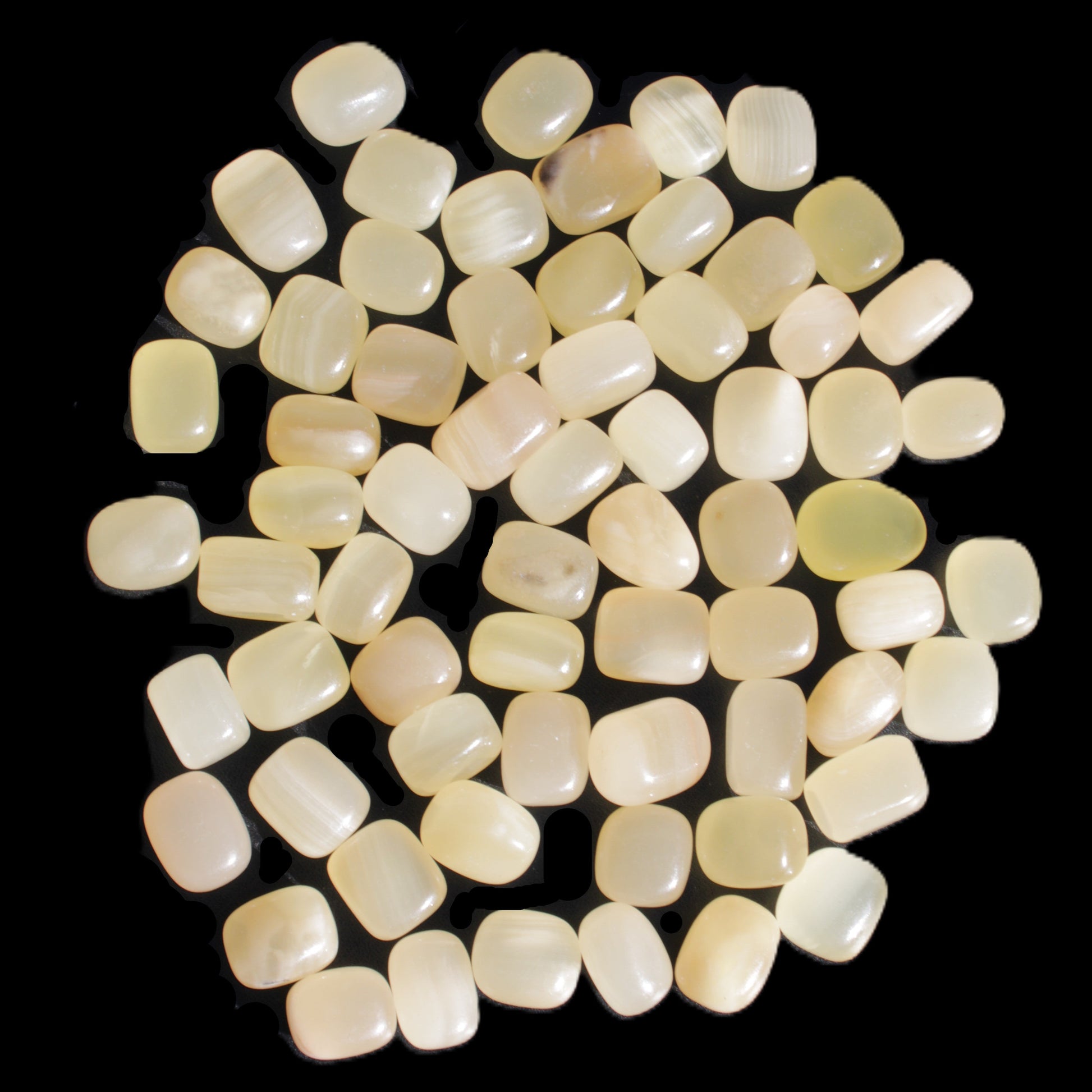 Lemon Calcite 66 tumbled stones 12*9mm - 21*18mm 600g Wholesale in sunlight - Rocks and Things Store