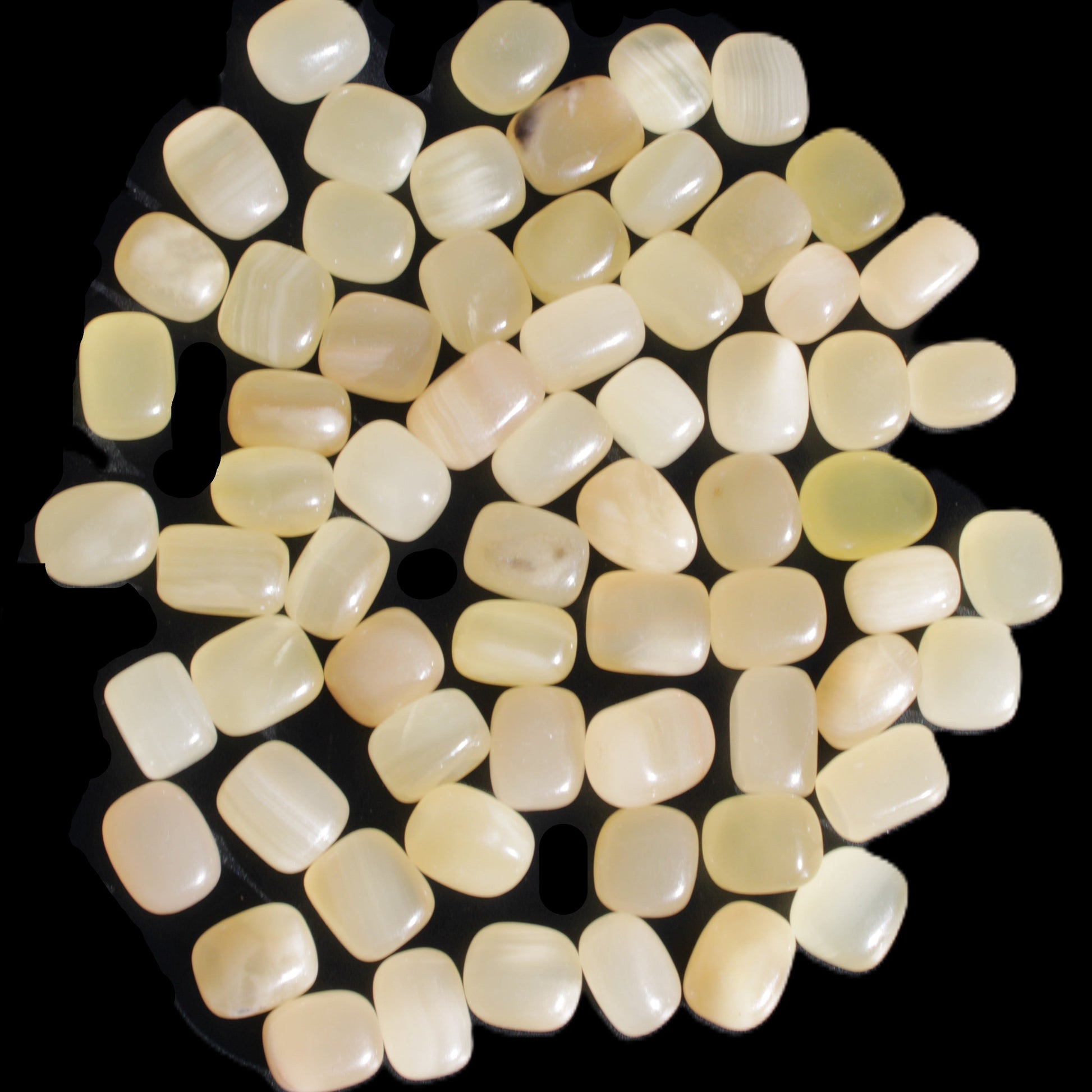 Lemon Calcite 66 tumbled stones 12*9mm - 21*18mm 600g Wholesale in sunlight - Rocks and Things Store