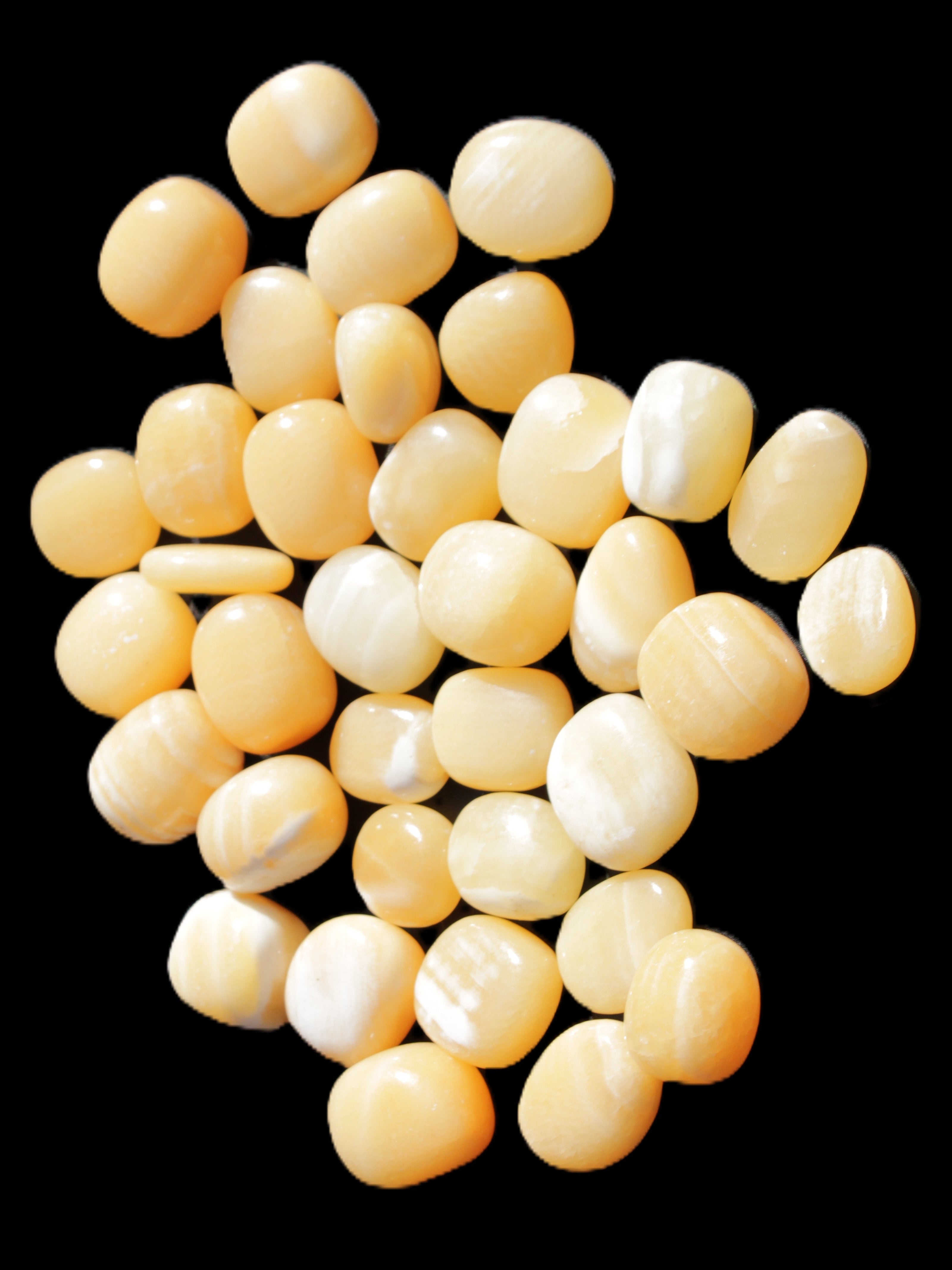 Lemon Calcite 36 tumbled stones 22*18mm - 30-24mm 730g Wholesale Rocks and Things Store