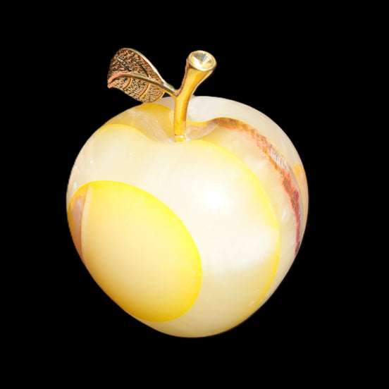 Yellow Afghan Jade Onyx hand-carved Apple 70*90mm 570g in sunlight - Rocks and Things Store