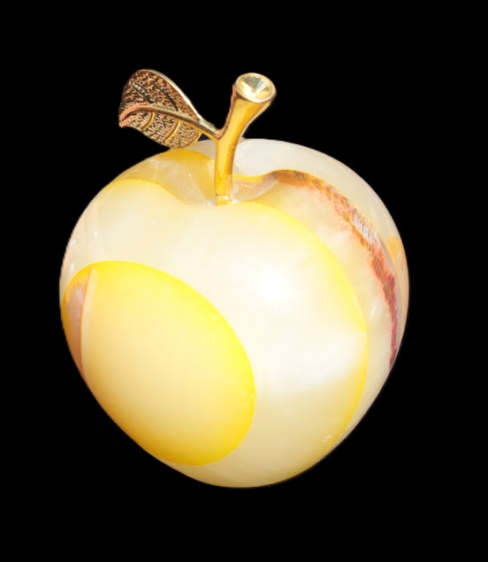 Yellow Afghan Jade Onyx hand-carved Apple 70*90mm 570g Rocks and Things Store