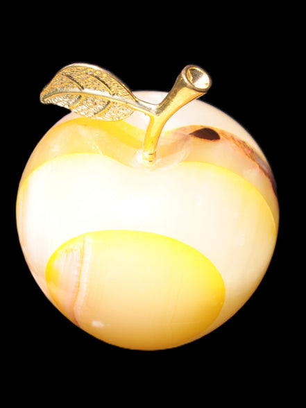 Yellow Afghan Jade Onyx hand-carved Apple 70*90mm 570g Rocks and Things Store