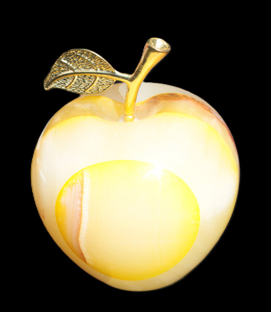 Yellow Afghan Jade Onyx hand-carved Apple 70*90mm 570g Rocks and Things Store