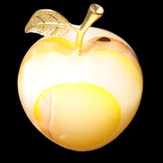 Yellow Afghan Jade Onyx hand-carved Apple 70*90mm 570g Rocks and Things Store