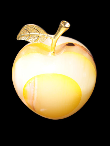 Yellow Afghan Jade Onyx hand-carved Apple 70*90mm 570g Rocks and Things Store