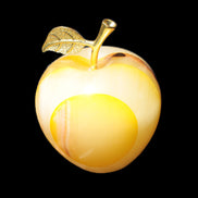 Yellow Afghan Jade Onyx hand-carved Apple 70*90mm 570g Rocks and Things Store