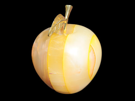 Yellow Afghan Jade Onyx hand-carved Apple 70*90mm 570g Rocks and Things Store